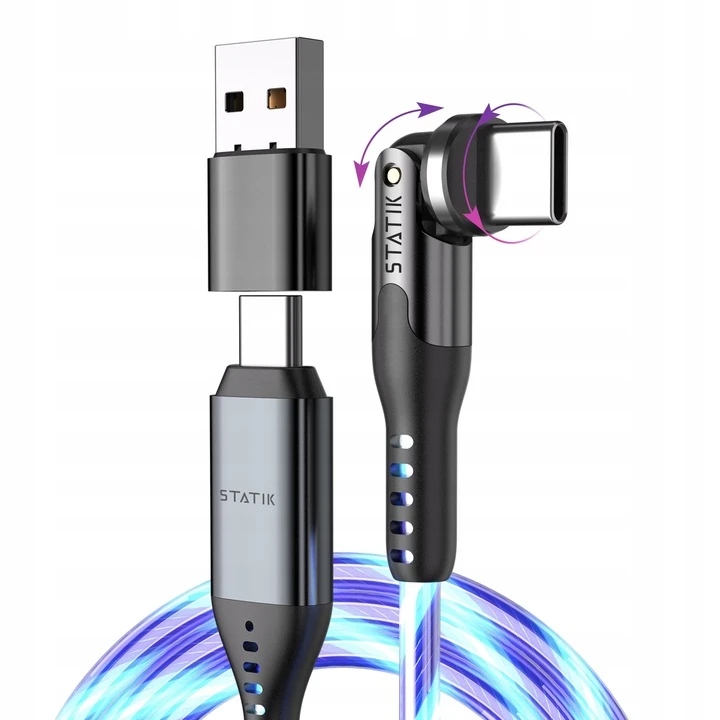 Statik PowerPivot Pro kabel Usb-c-usb-c 1 m, podsvícený, otočná zástrčka