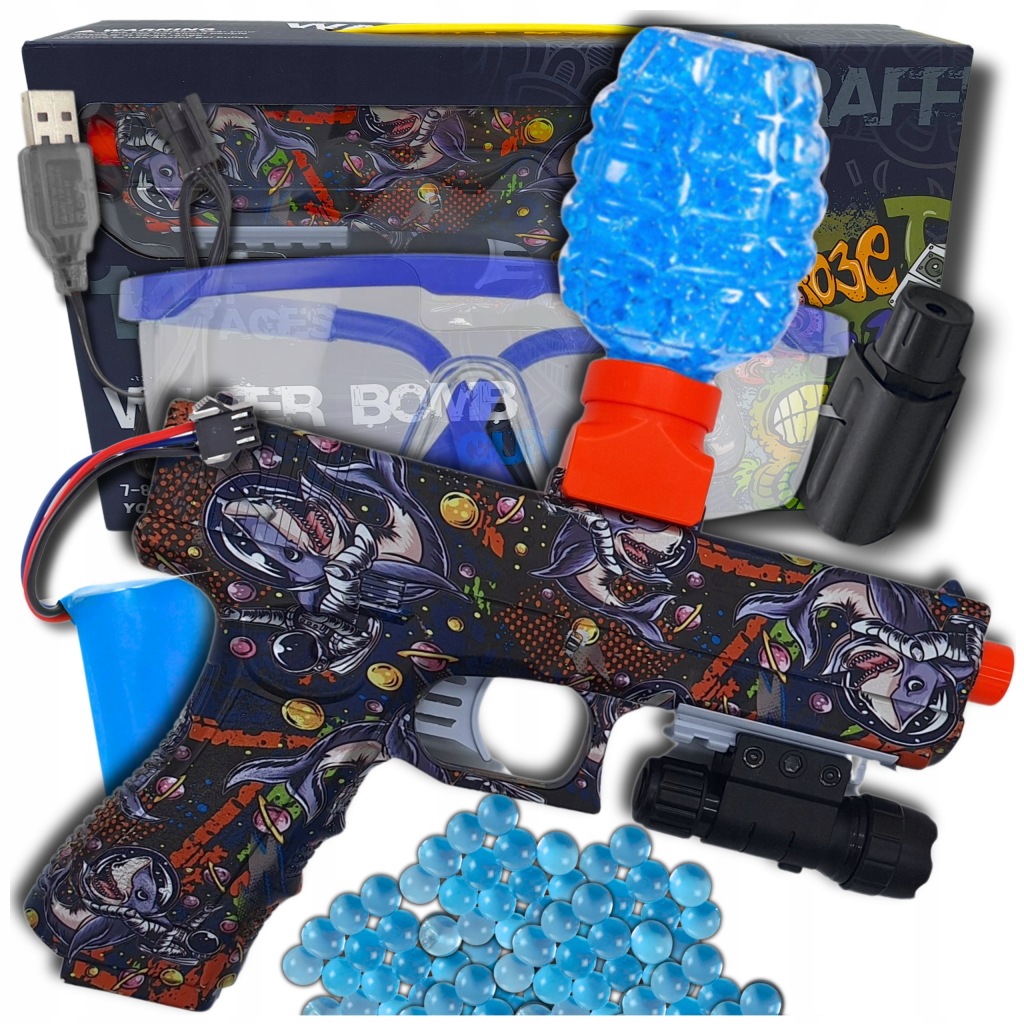 Automatická Pistole Na Gelové Kuličky 7-8 S Laserem Akumulátor Deagle