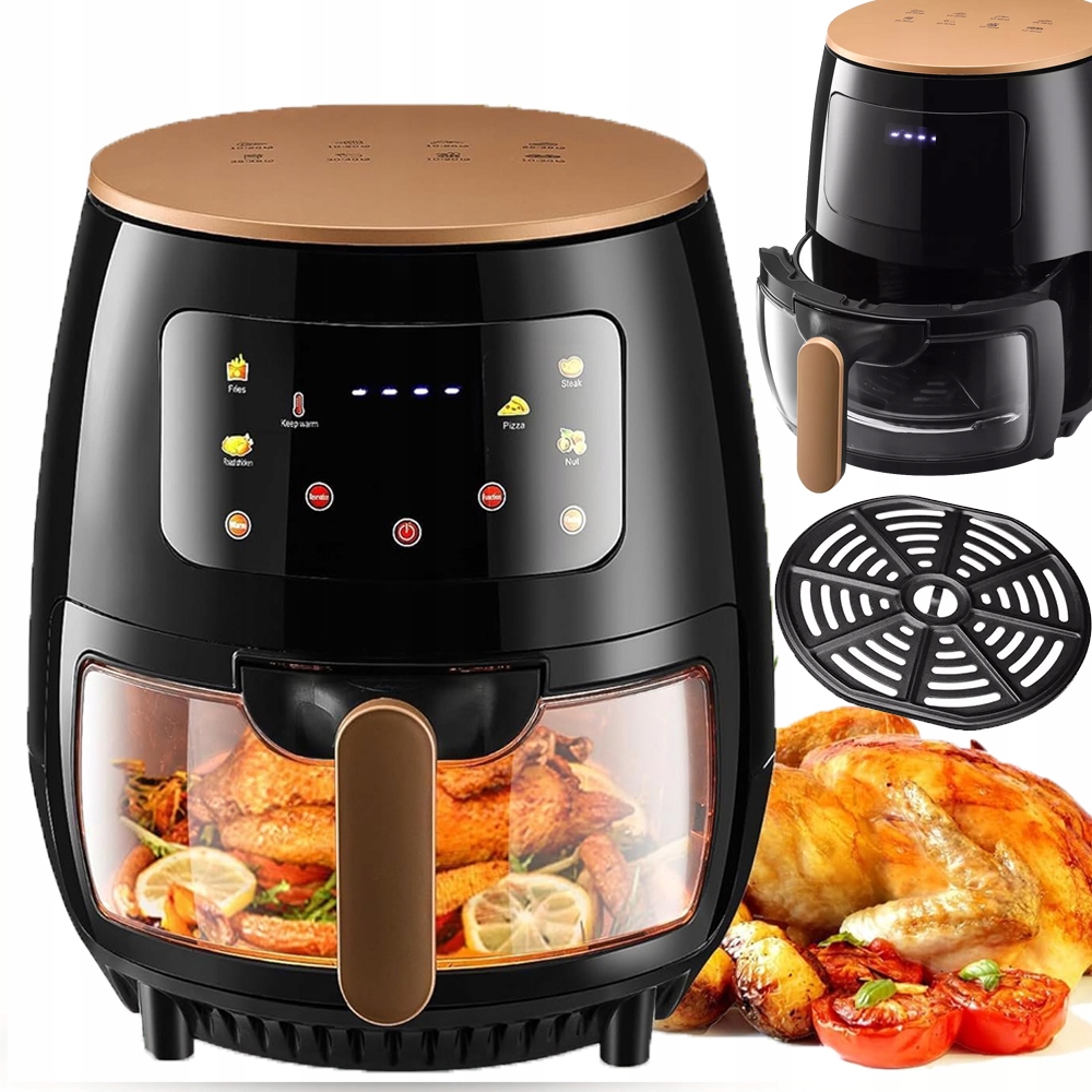 Fritéza Beztuková Fritéza Air Fryer 2400 W Výkonná 6 L Separátor