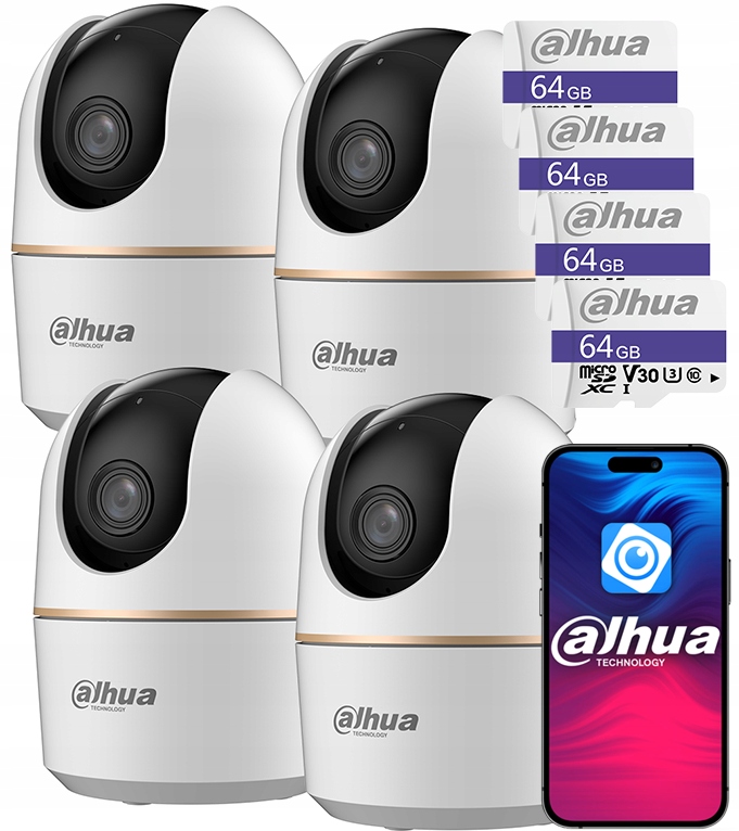 4x WiFi vnitřní kamera chůvička 5MPx Dahua Hero Otočná audio karta 64GB
