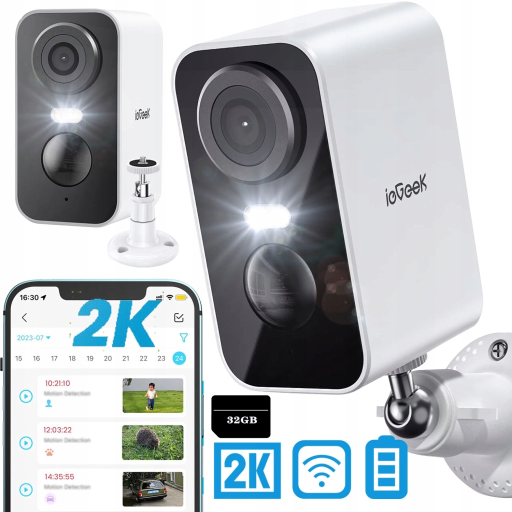 Wifi Ip Smart Venkovní/vnitřní Kamera 2V1 2K Fhd Pro 32GB Monitorování