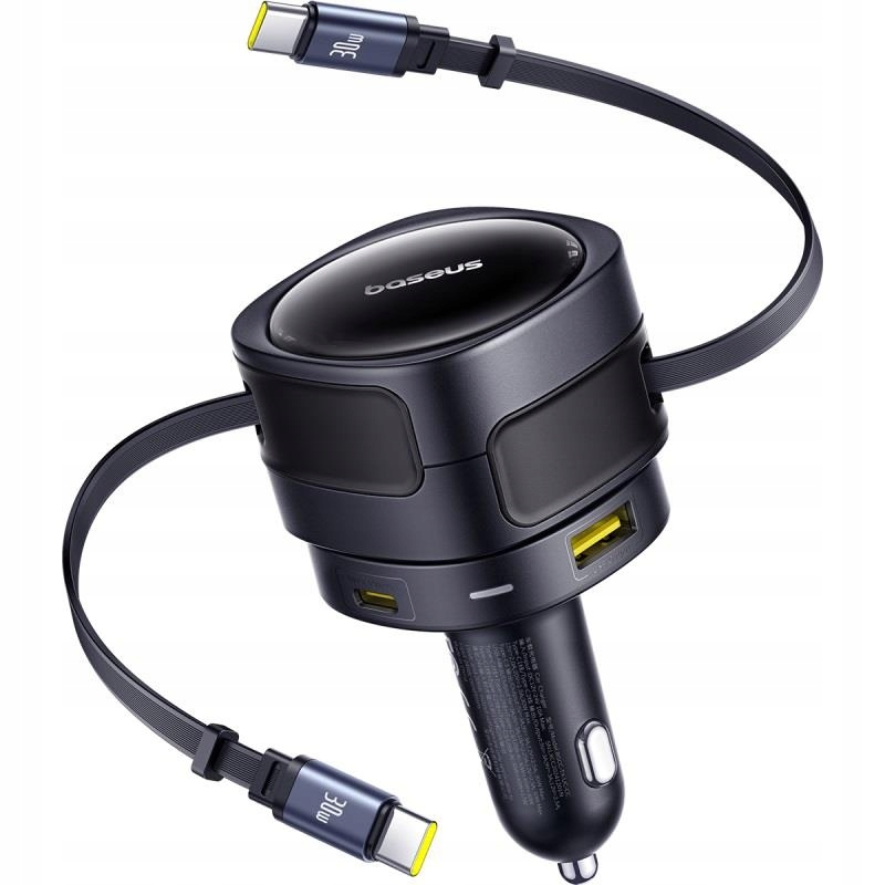 Baseus nabíječka automobilová Pd 2x Usb 90W černý kabel