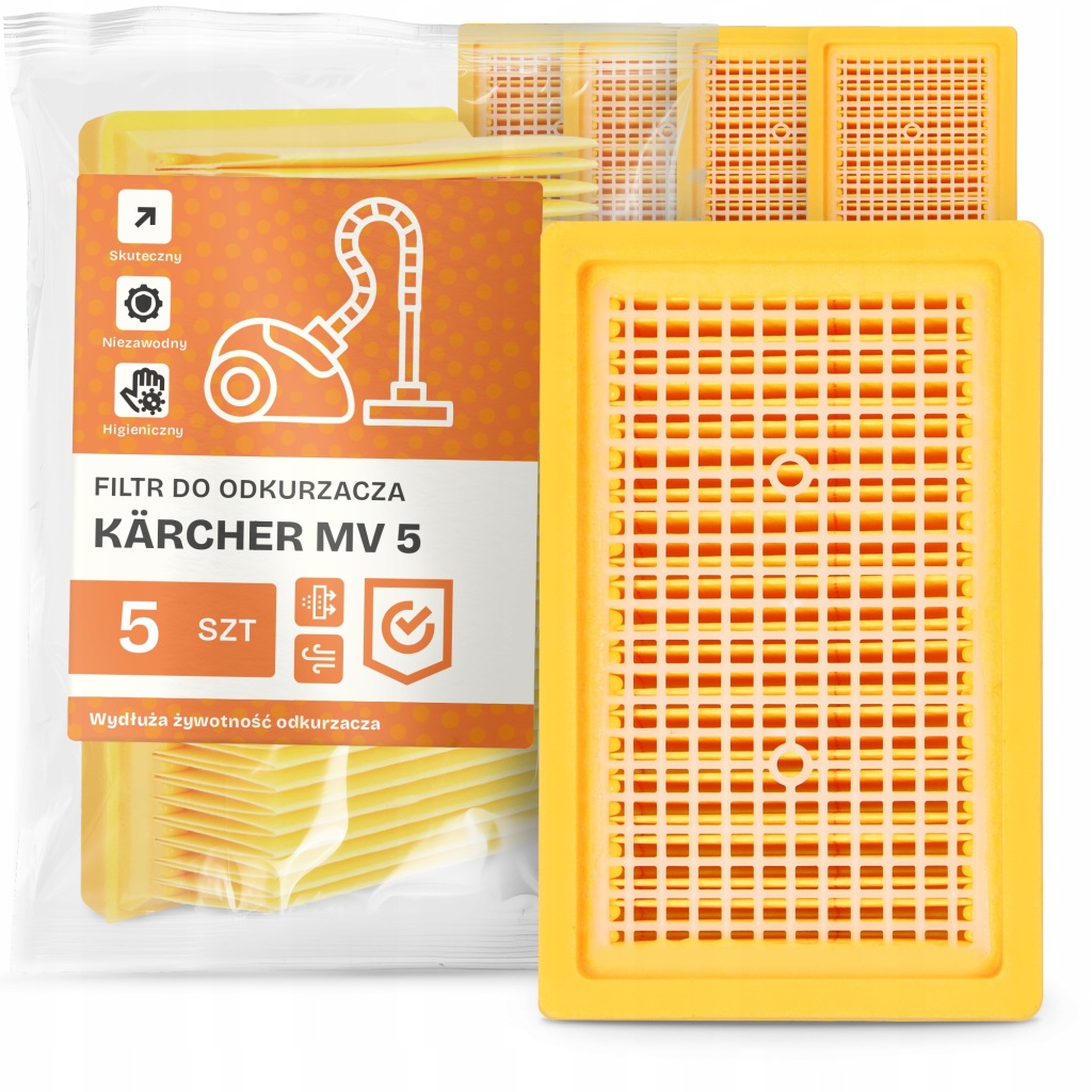 5 x Filtr Pro Vysavač Kärcher MV 5 Vlnitý vzduch Plochý Filtry Em-w