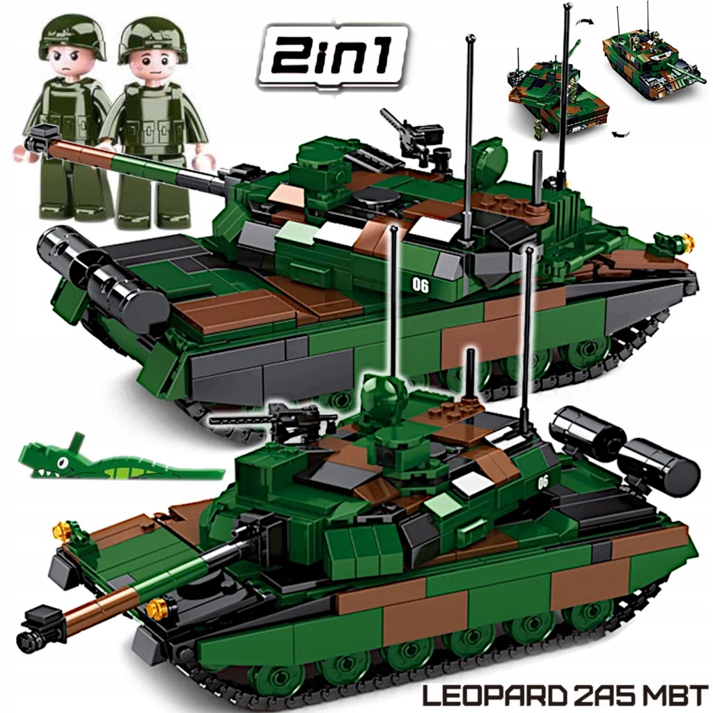 Stavebnice Tank Leopard 2A5 německý 2 verze v 1 balení Armáda 2 Figurky