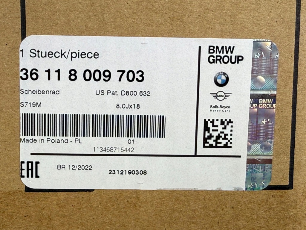 Bmw F20 F22 M-pakiet Felga 8Jx18 5x112 IS52 719 Jet Black Uni OE 8009703 — zdjęcie 9
