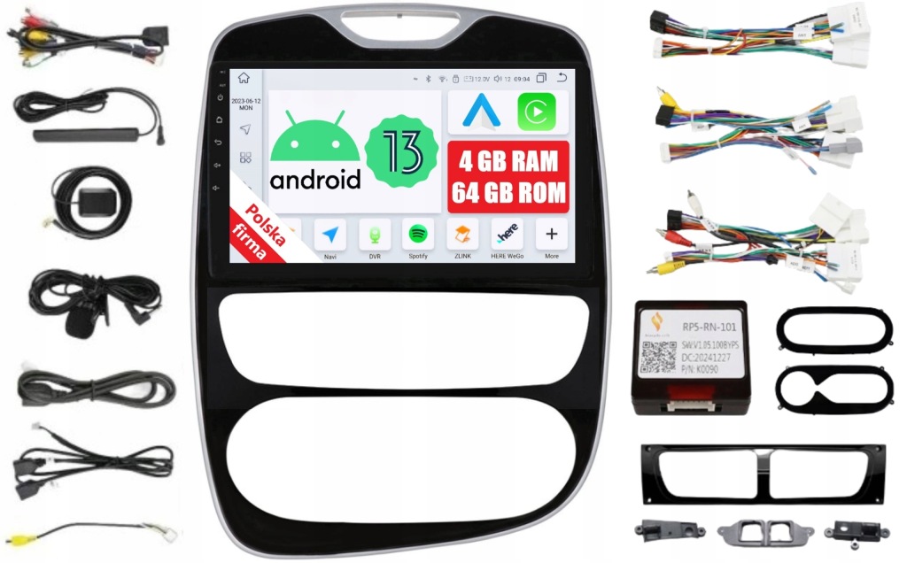 Navigace Rádio 2DIN Android Renault Clio 4 IV 4/64 Gb Dsp Carplay Lte