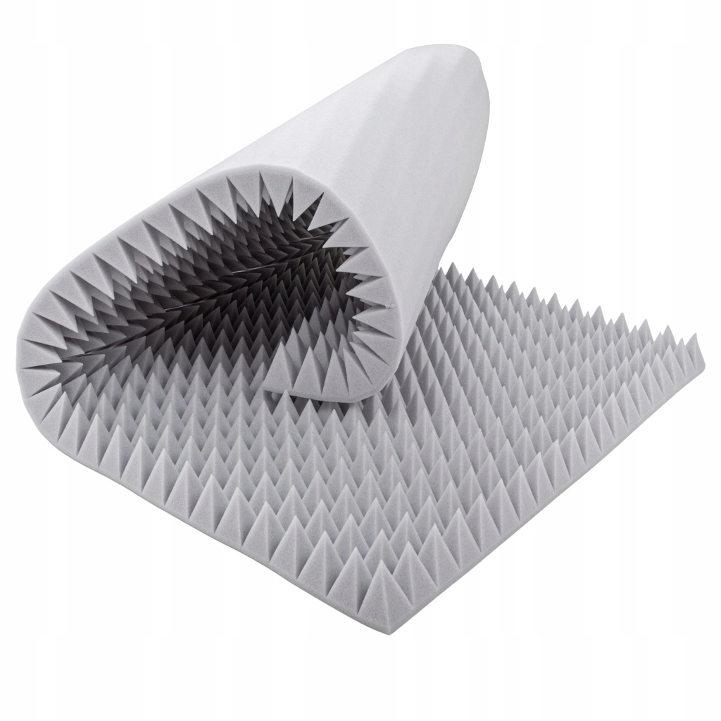 Akustický panel pyramidka 8 cm světle šedá bez lepidla na zeď popelavá 2 m2