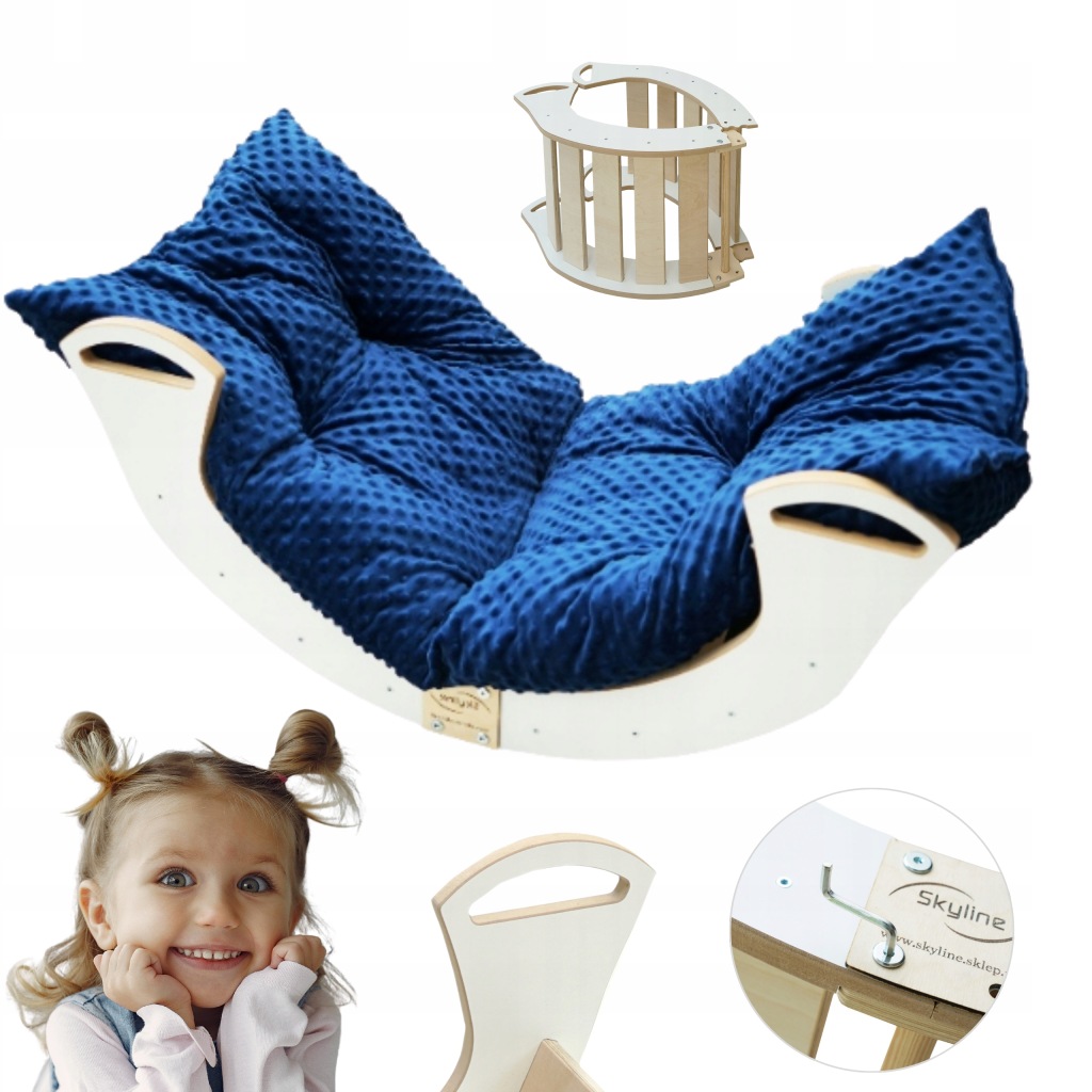 Houpačka dřevěný bílý s polštářkem Granát Mdf Montessori pro dítě 98 cm Pl