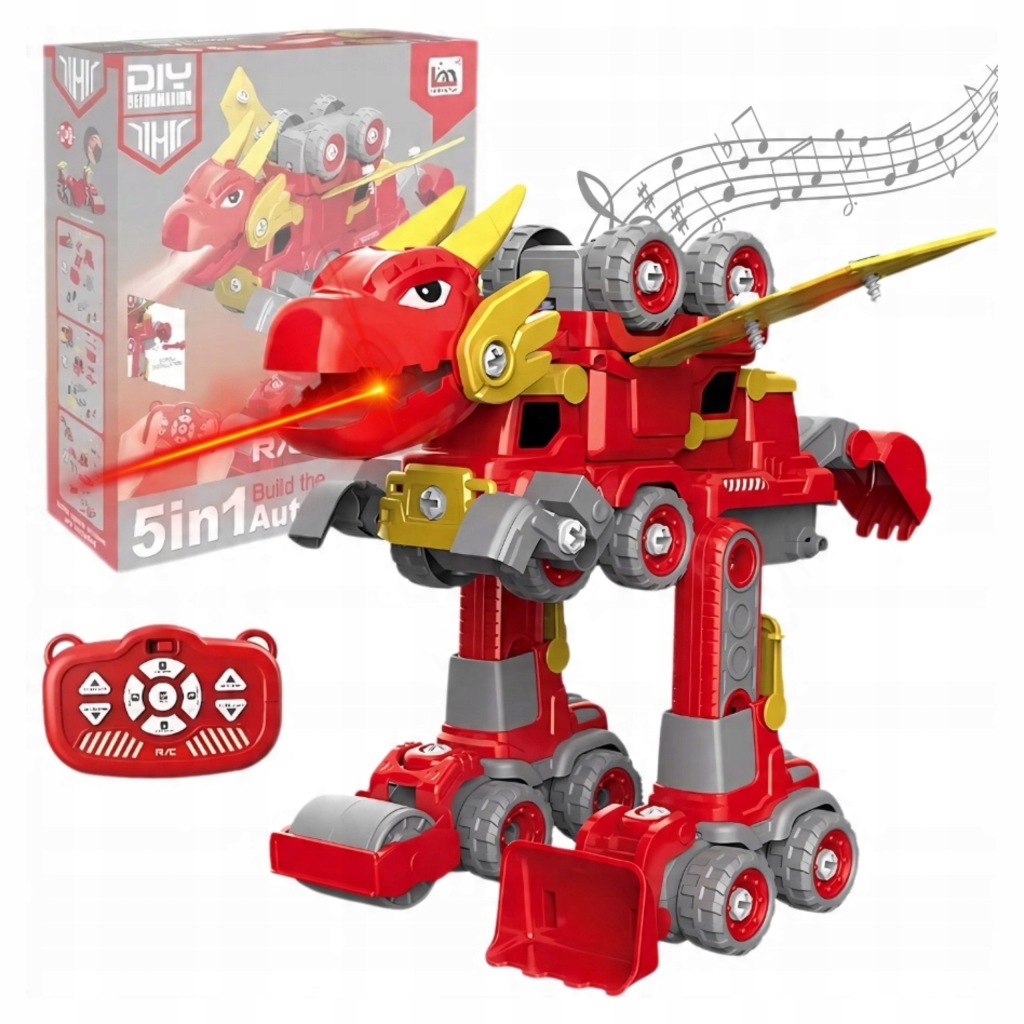Auto Robot Rc 5v1 Skládání Svítící Autobot Děti Pilot 5 Vozidel