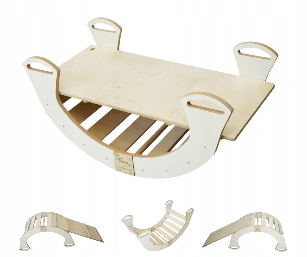 Houpačka bílá balanční deska/platforma Montessori 98 cm/L Mdf 4v1
