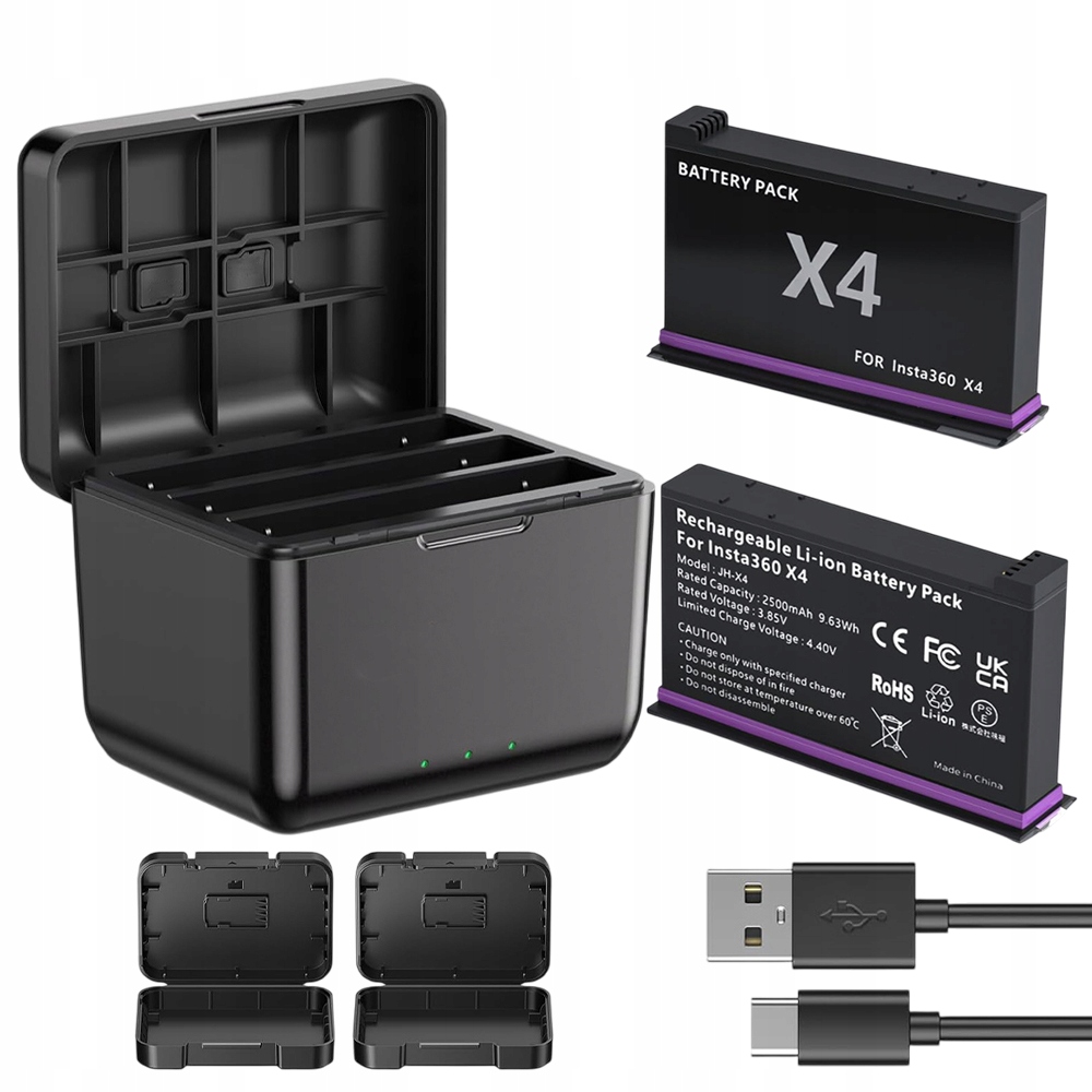 Usb Nabíječka Pro INSTA360 X4 2X Akumulátor Baterie 2500 mAh