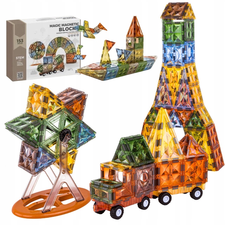 Stavebnice Stavební Kostky 3D Kreativní Vzdělávací Sada 153 dílů Velké