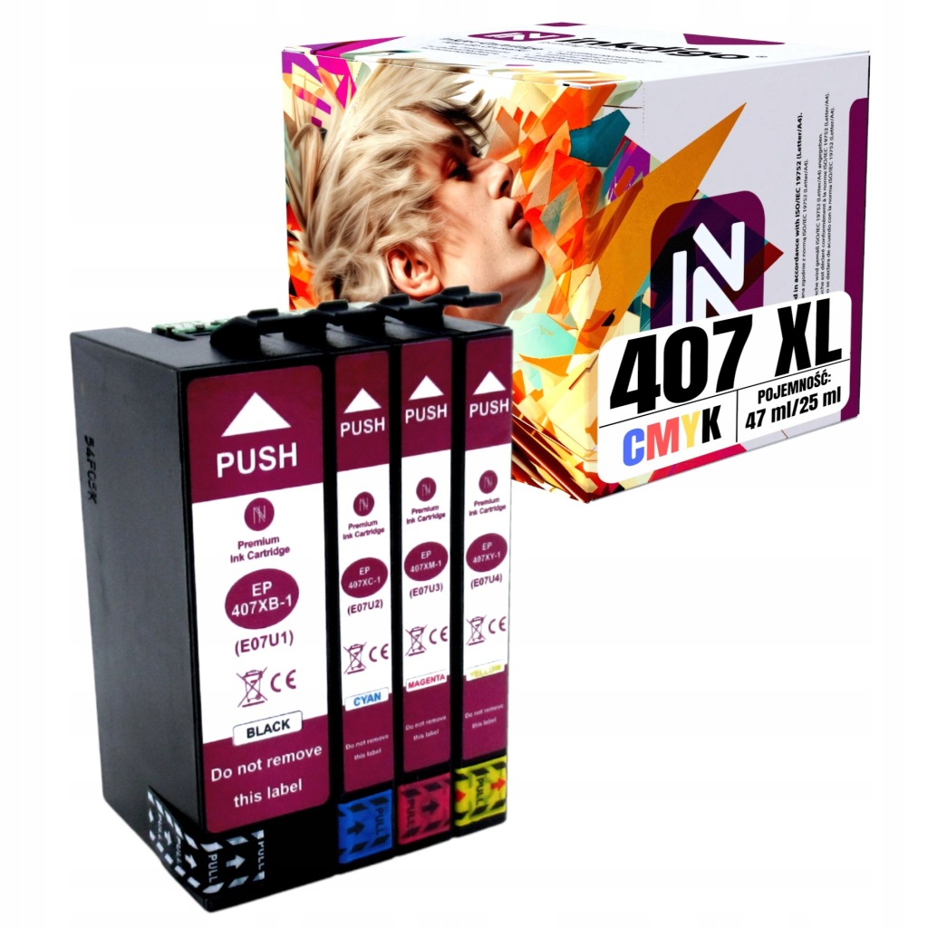 4x náhradní inkoust pro Epson WorkForce Pro WF4745 407