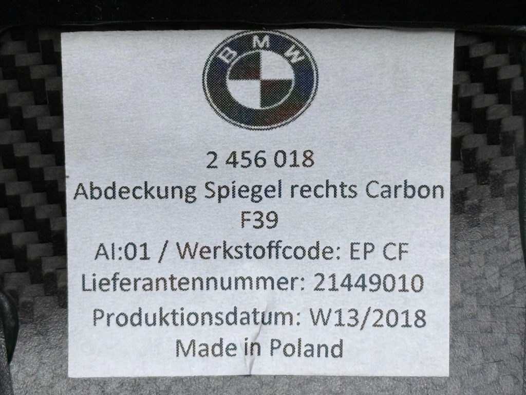 Bmw Z4 G29 X2 F39 M-performance Obudowy Lusterka Karbon OE 2456017 2456018 — zdjęcie 8