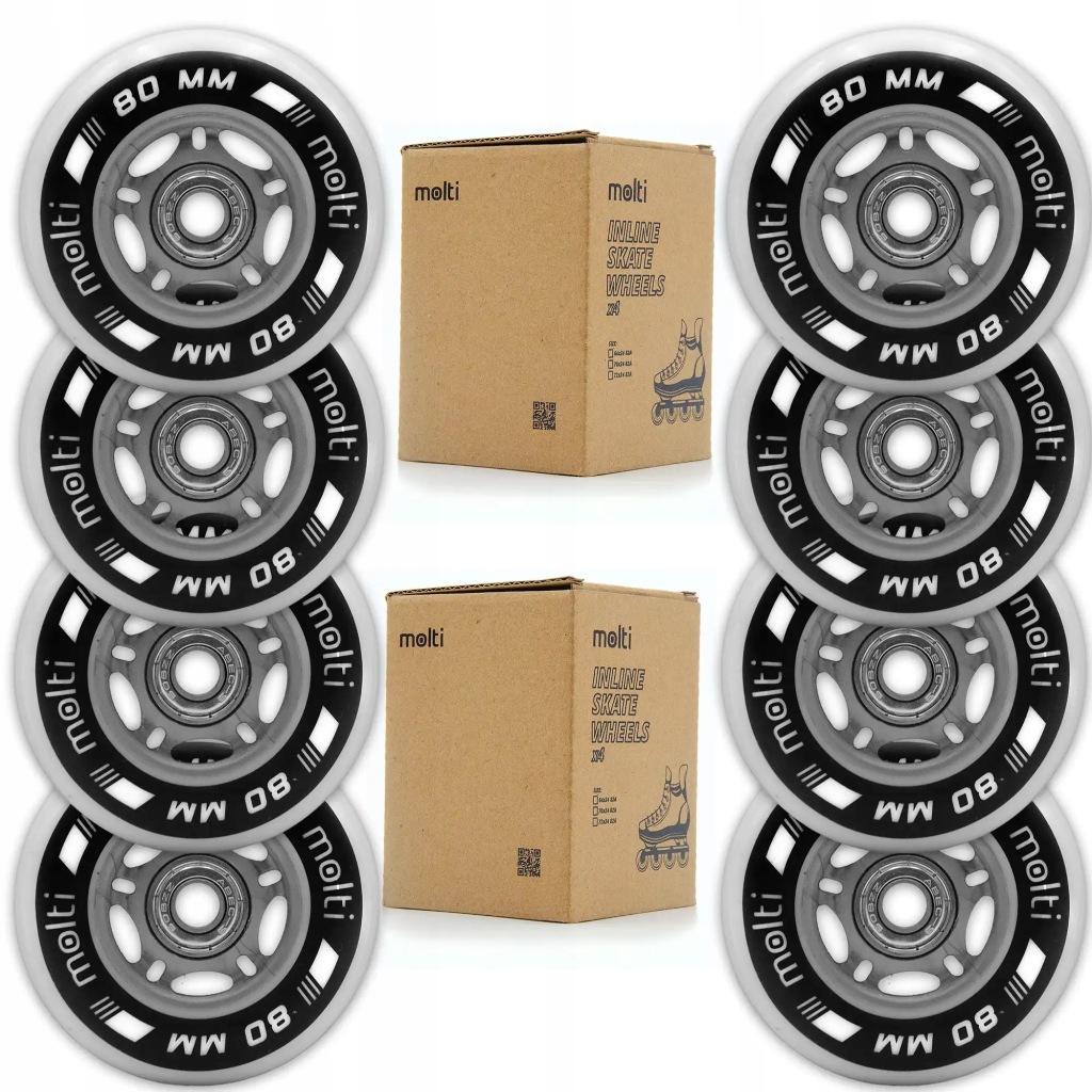 Sada 8 x 80 mm kolečka ložiska abec-9 pro kolečkové brusle molti