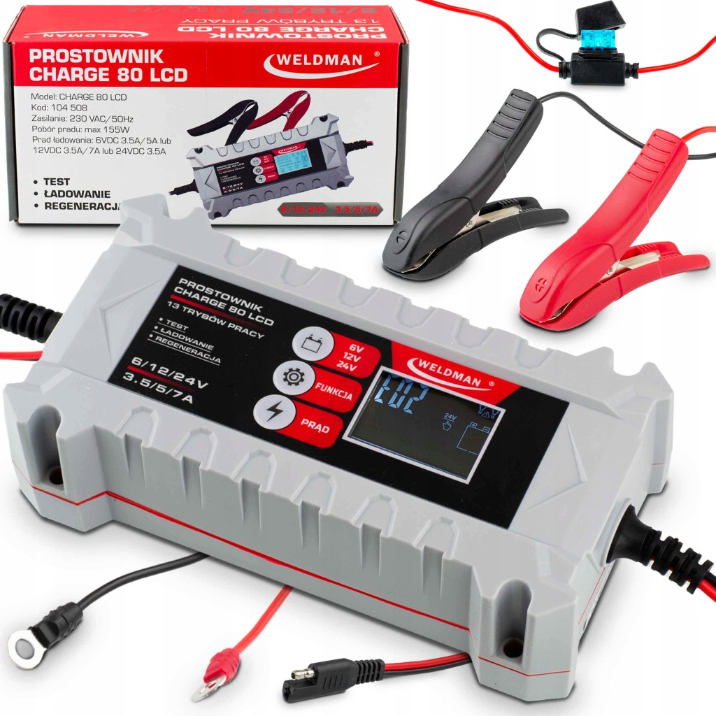 Automatický Vyrovnávač Do Auta Weldman Charge 80 LCD 12V 24V Agm Gel