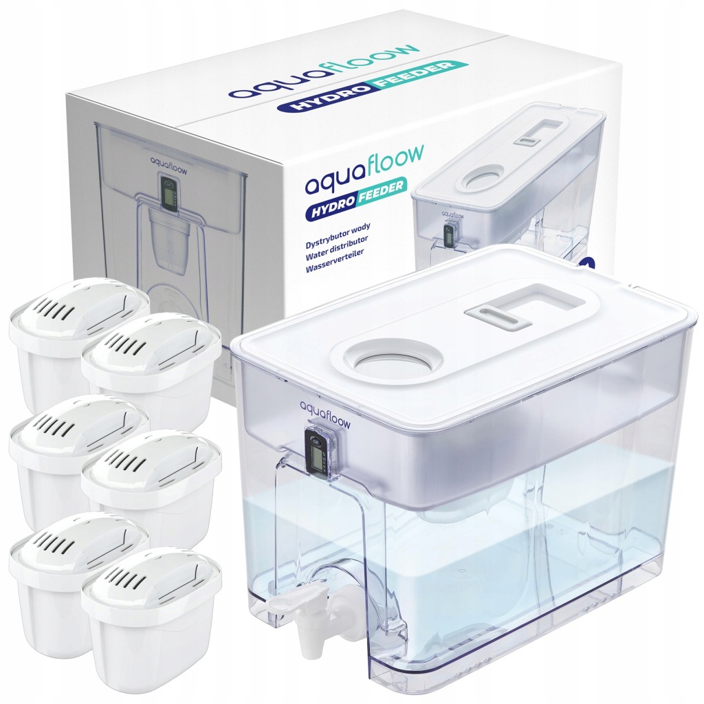 AquaFloow velká XL filtrační konvice filtrační konvice vody o objemu 9,5 l 6 filtrů