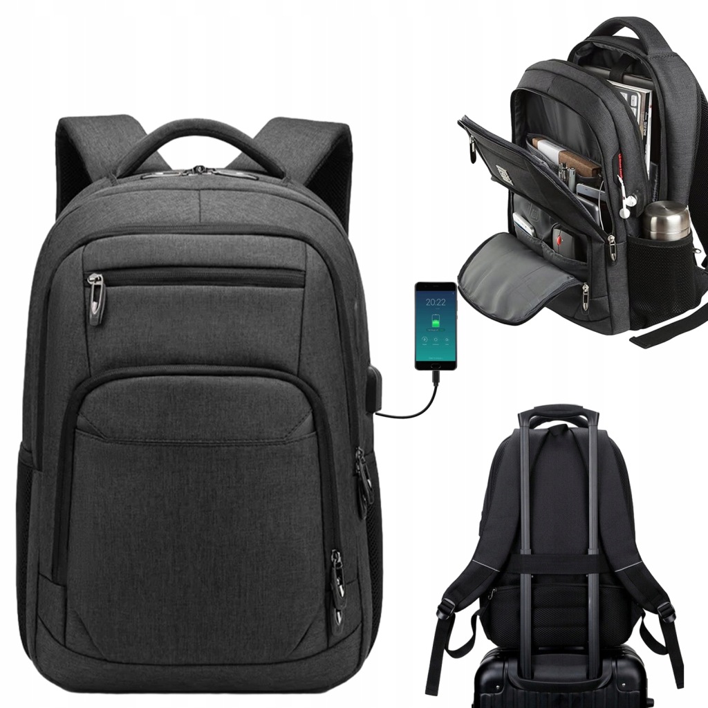 Batoh Na Notebook 15,6'' Usb Velký Objem 30L Business Taška Černá