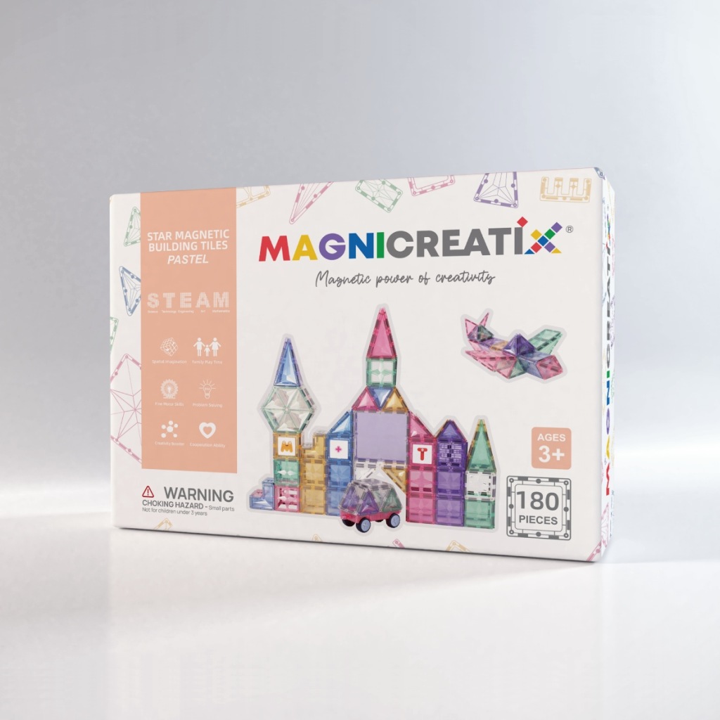 Stavebnice s Abecedou A Čísly Steam Pastel 180 el. Magnicreatix