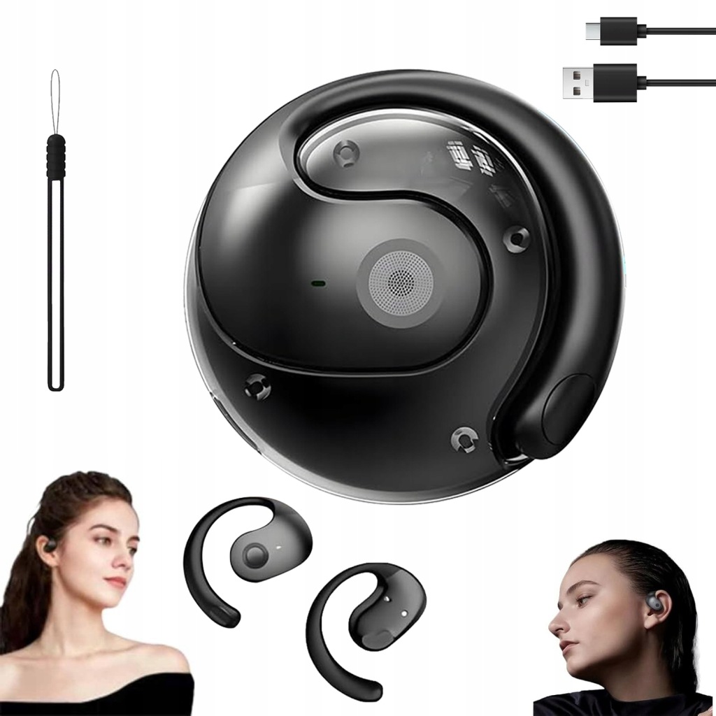 Bluetooth Sluchátka S Inteligentním Překladem, Pohodlná Na Nošení, Černá