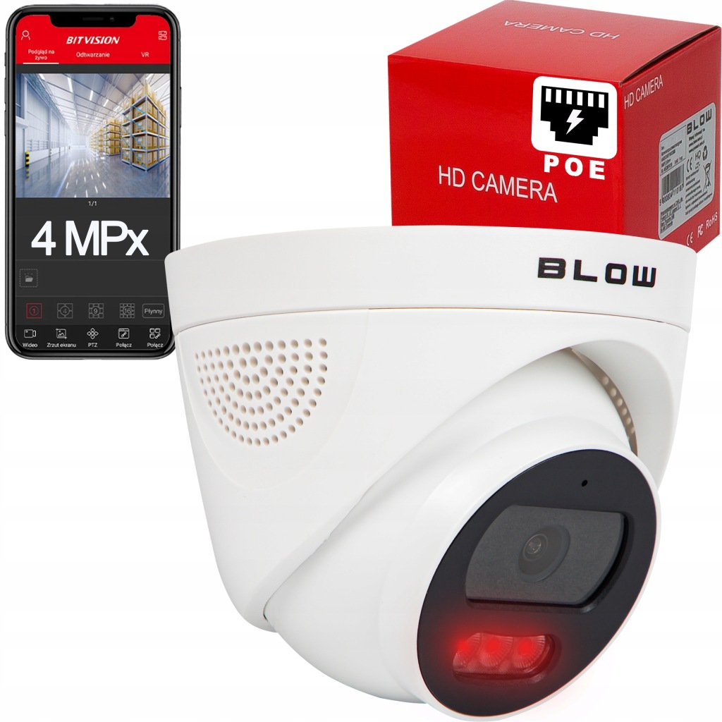 Kamera Ip Poe 4MPx 4MP Vnitřní Detekce 20 m Ir 2.8 mm Kopulovitá Onvif