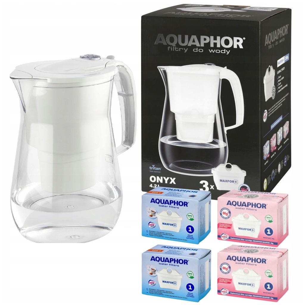 Filtrační konvice Aquaphor Onyx bílá s filtry 2 obyčejné 2 magnéziové