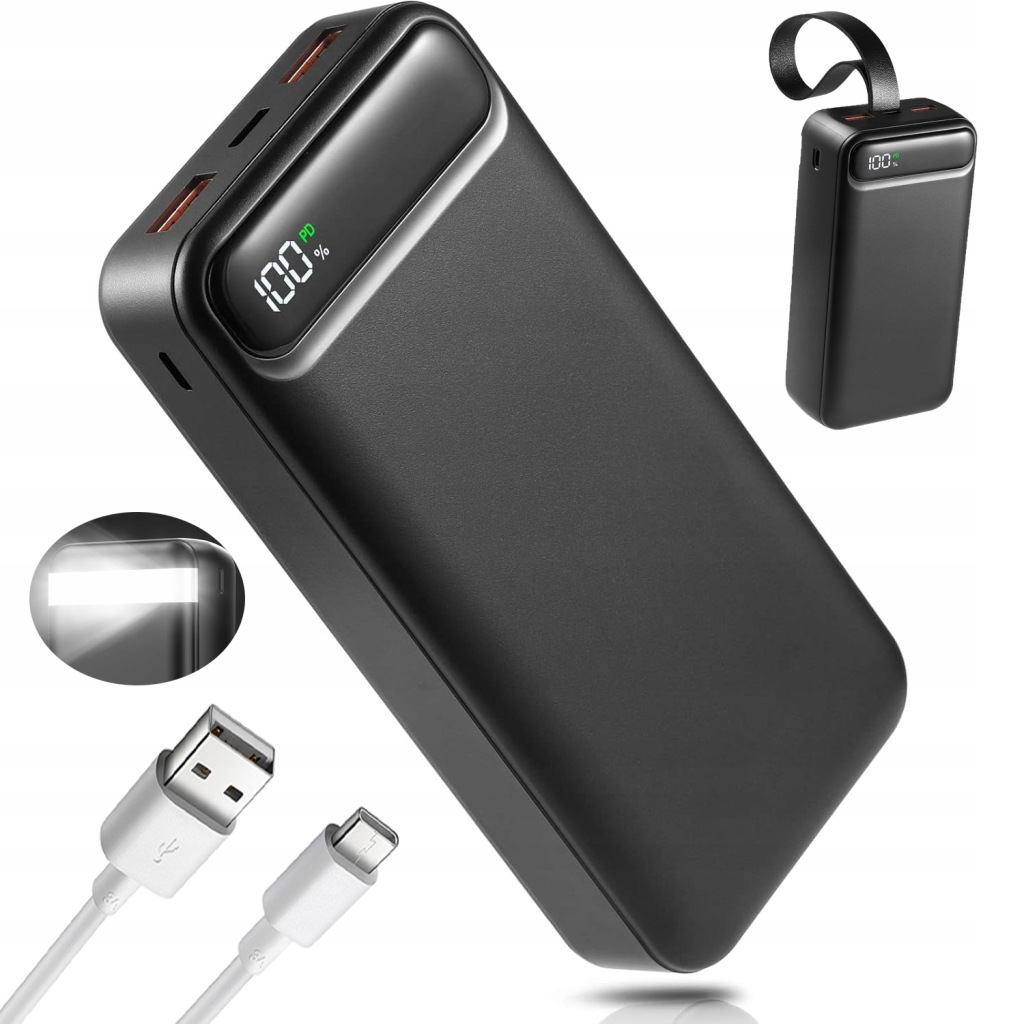 Power Bank 50000 mAh 22,5W Rychlé nabíjení Usb-c Výkonný Qc displej LCD Led
