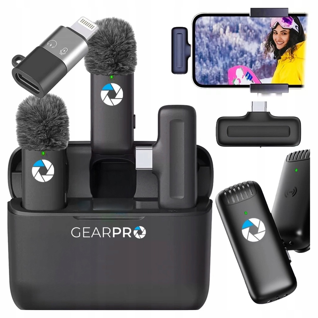 2x Bezdrátový Kravatový Mikrofon Pro Iphone Android Telefon Usb-c