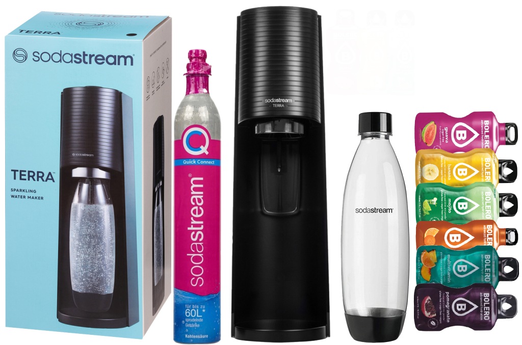 výrobník sody Sodastream Terra láhev s fuse dárková sada 6x Bolera