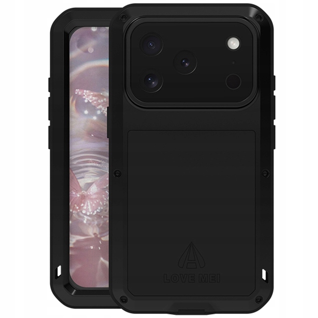 Pouzdro Love Mei se sklem pro iPhone 17 Pro, obrněné zadní kryt kryt , pevné