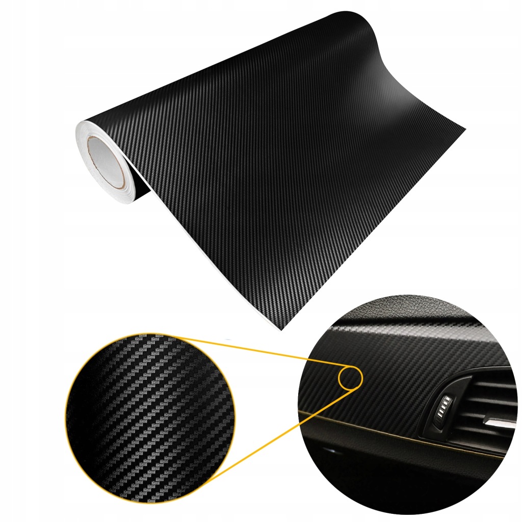 Fólie pro olepování masky střechy nárazníků Carbon, černá, 3D