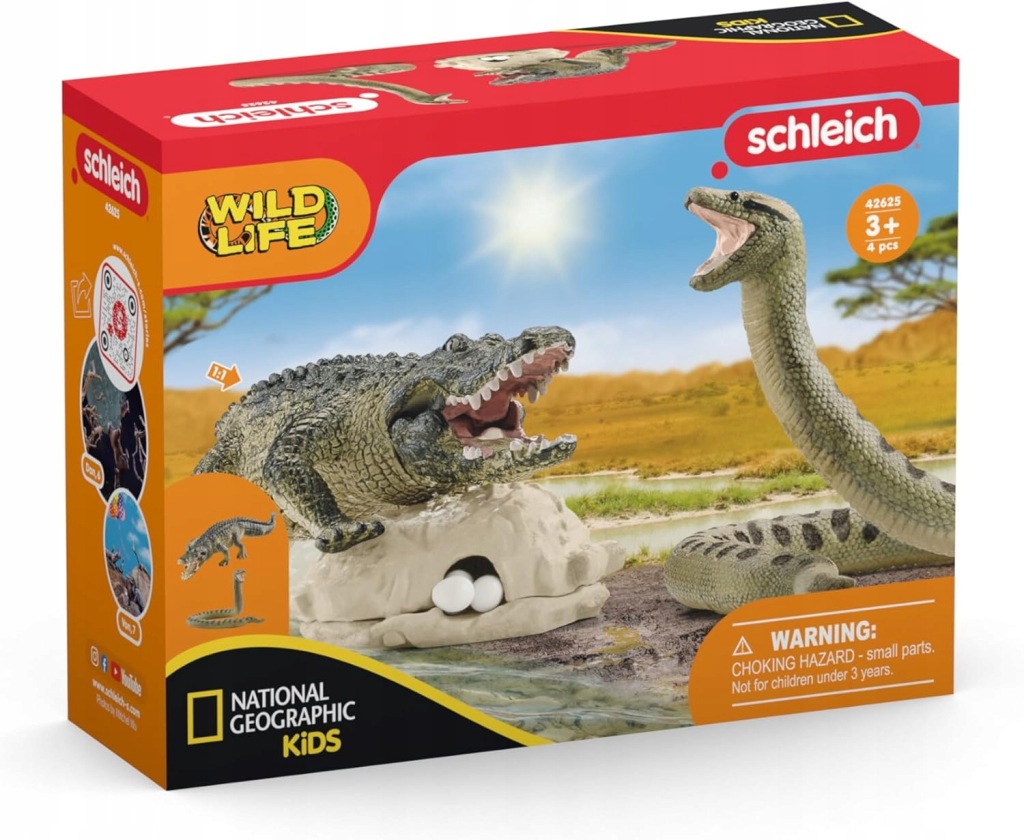 Schleich 42625 Zvířata Figurky pro děti krokodýl had vajíčka hnízdo