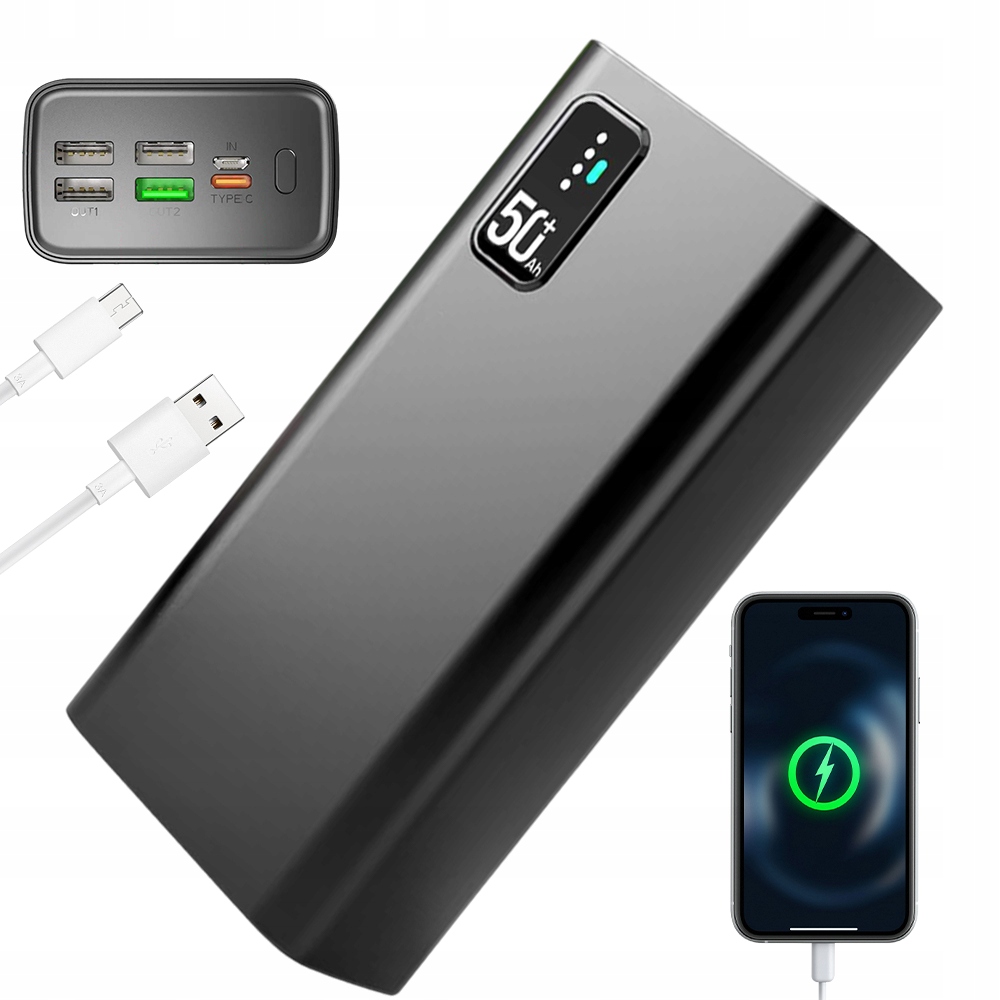 Powerbanka Power Banka Výkonná 30000MAH 22.5W Usb-c Usb-a S Kabelem