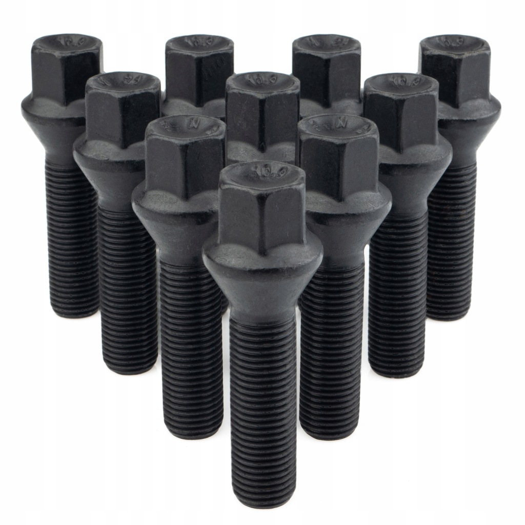 10 x Dlouhé Šrouby Getmann M12x1.5x38 mm Kužel Klíč 17