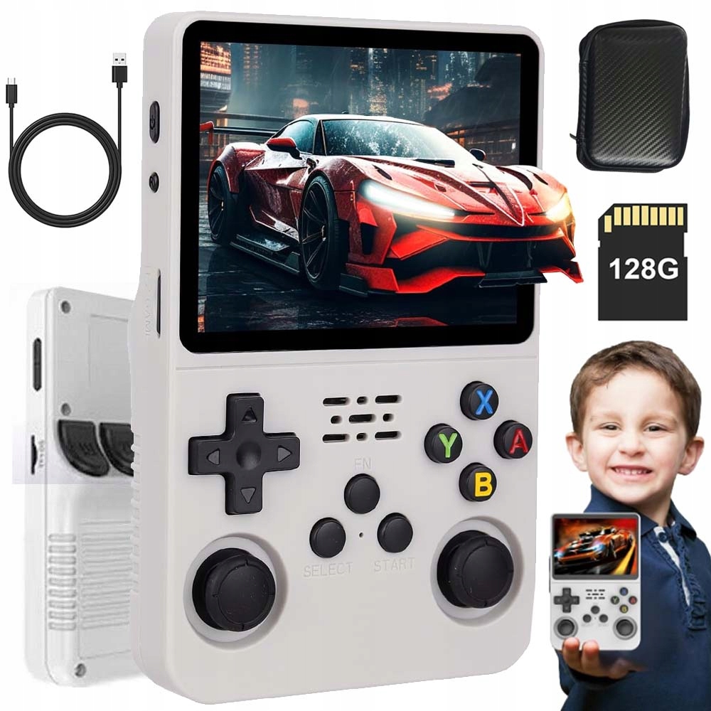 R36S Herní Konzole Retro 20000 Hry 128GB Full Hd Ips Kompaktní Dárek