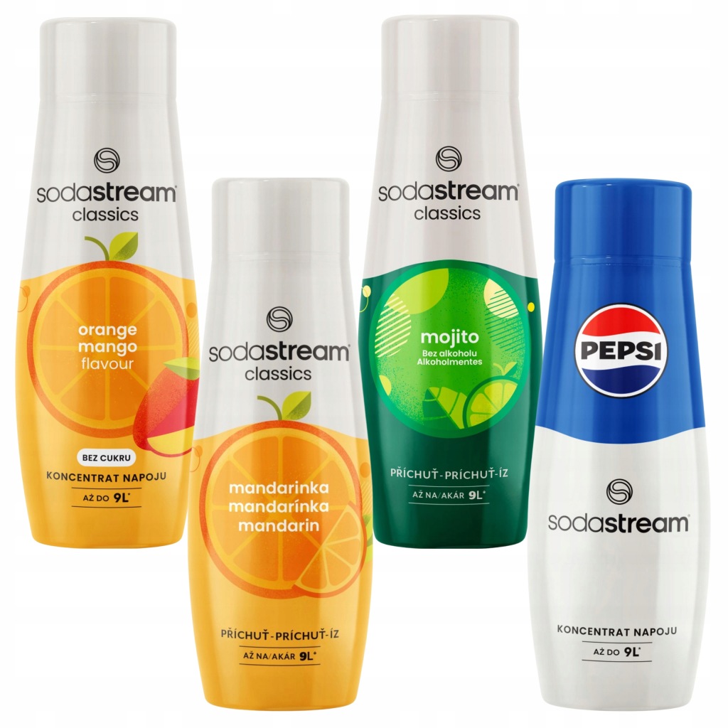 Sada 4 sirupů Sodastream Pepsi Mango Mojito Mandarinka Šťáva do vody