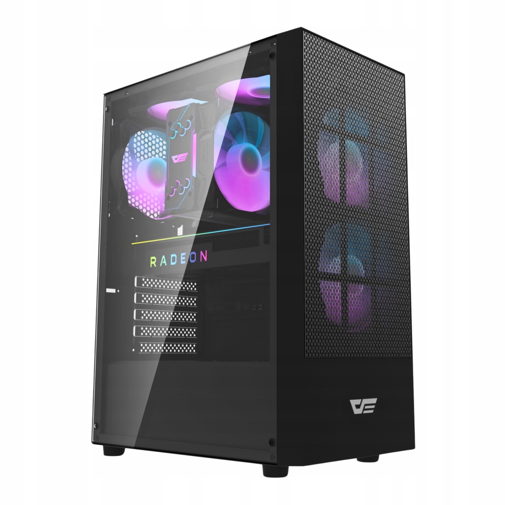 Počítačová Počítačová Skříň darkFlash A290 černá, Midi Tower, 3 aRGB ventilátory
