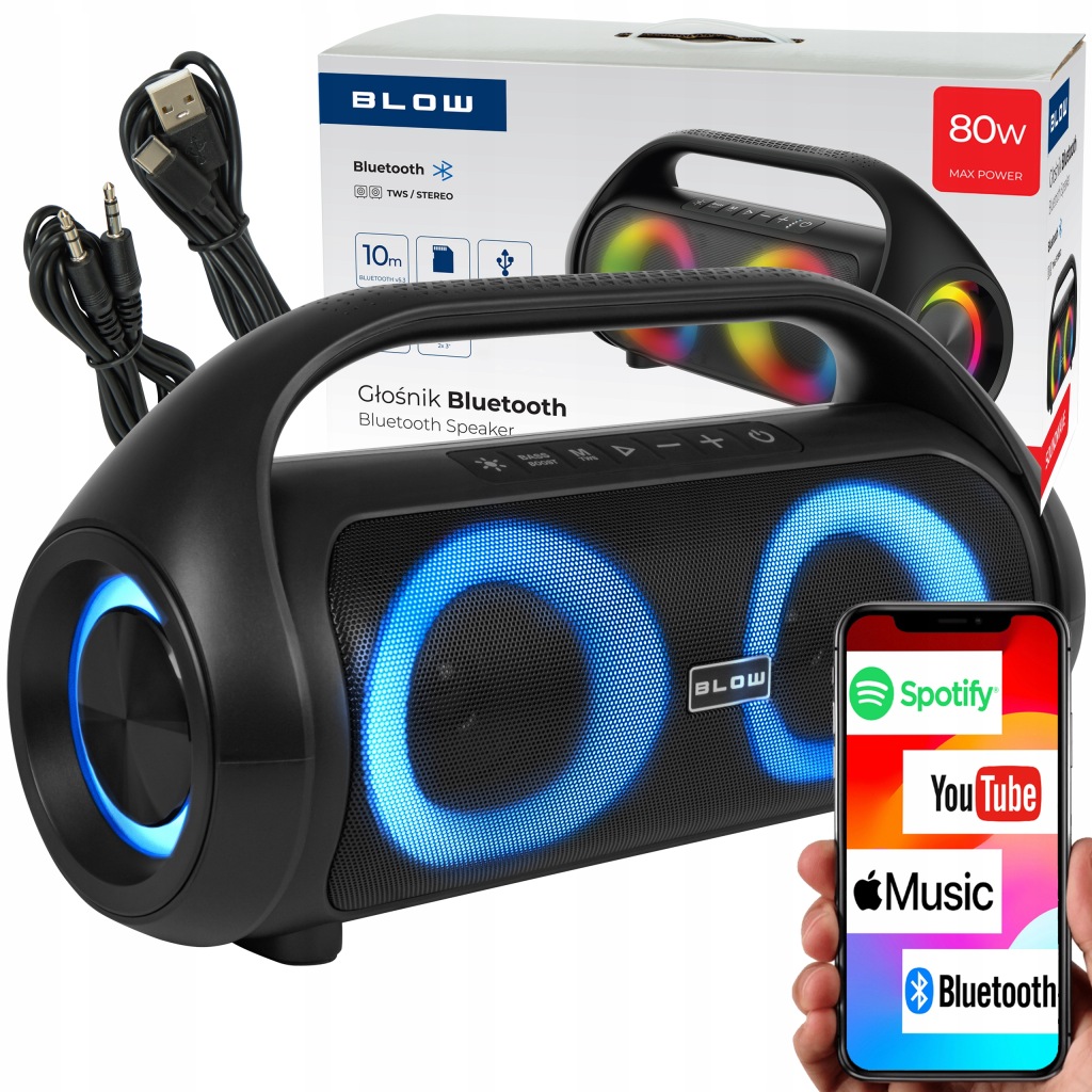 Bluetooth Přenosný Bezdrátový Voděodolný Reproduktor IPX5 Fm Rádio Usb Rgb
