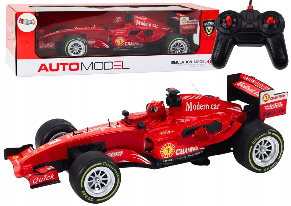 Rc závodní auto na dálkové ovládání 1:12 Červená Světla Zvuky Lean Toys