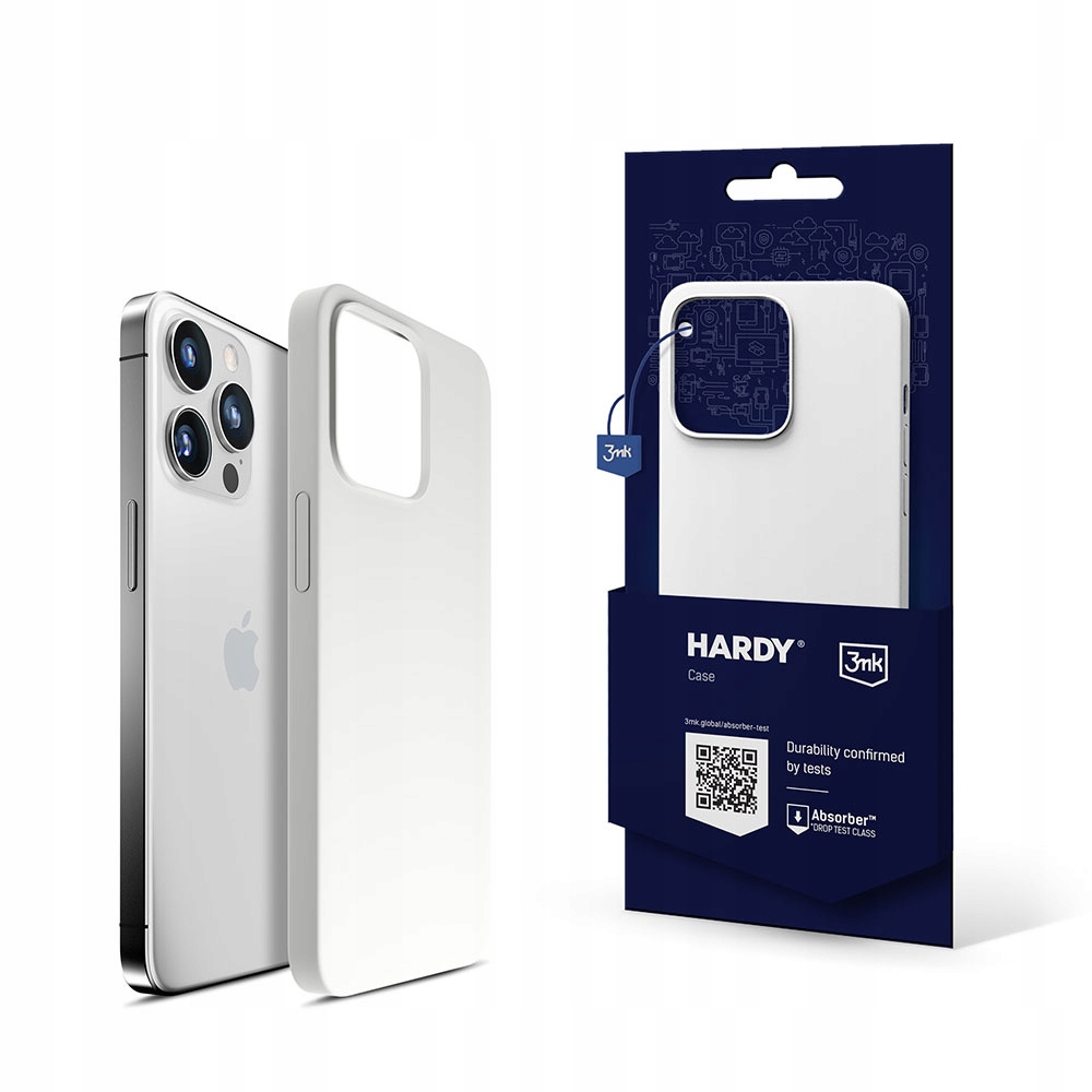 Pouzdro pro iPhone 15 Pro 3mk Hardy Silicone MagCase bílo-stříbrné