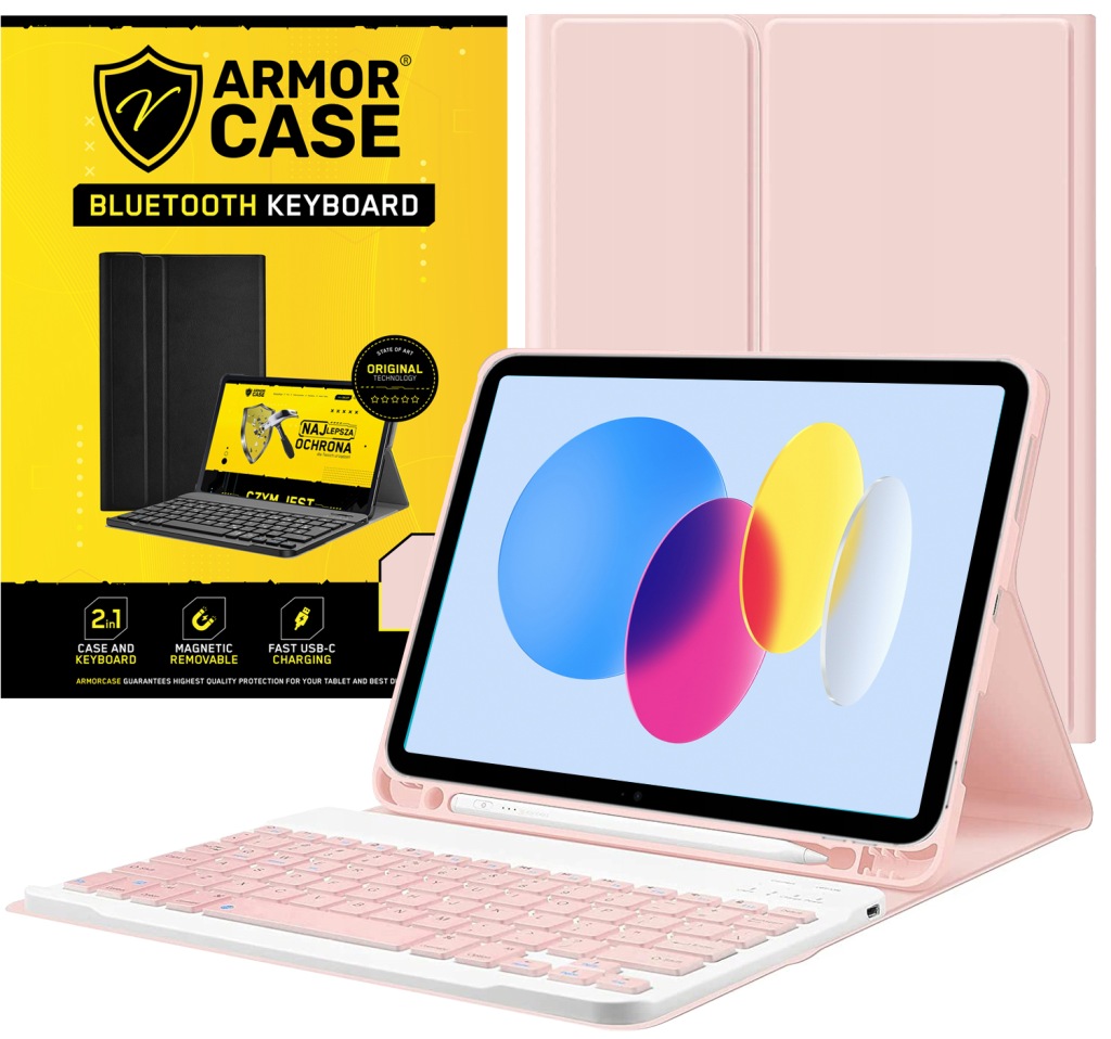 Pouzdro Klávesnice pro Apple Ipad 10.9 Gen 10 2022 A2696 Růžová