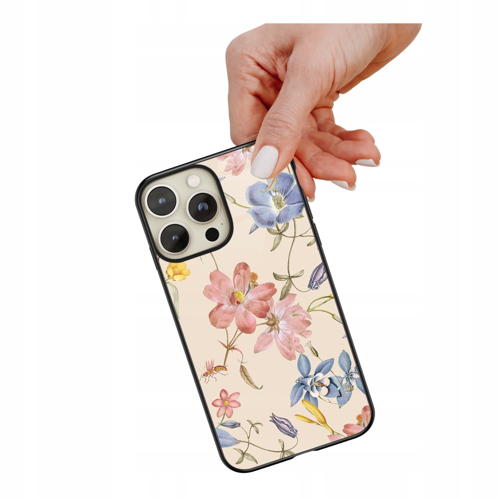 Pouzdro skleněné pouzdro pro iPhone 16 Pro Max s barevnými květinami