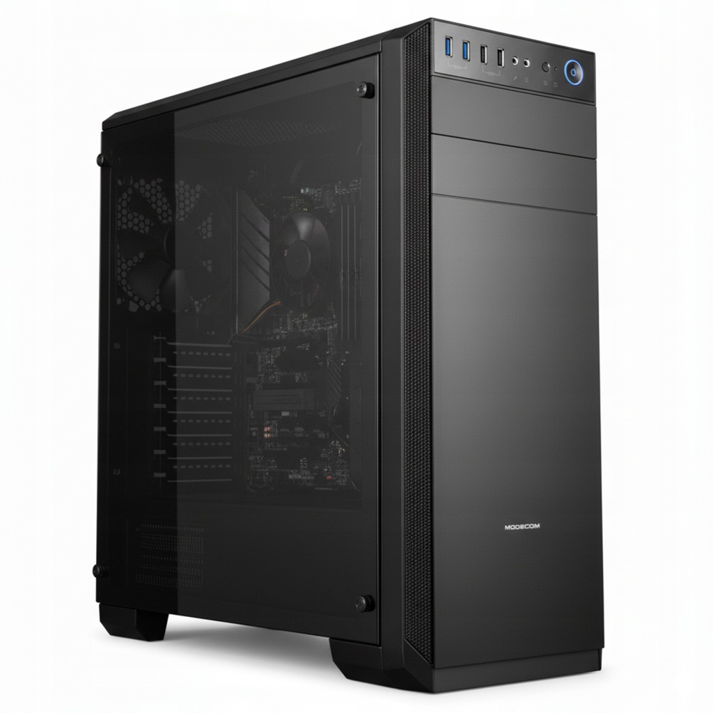 Počítačová Počítačová Skříň Modecom Oberon Pro Glass černá, Midi Tower sklo bočnice
