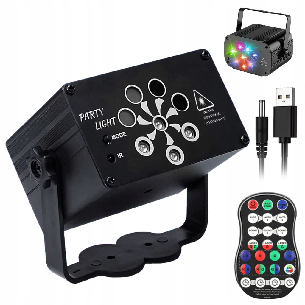 Led Rgb Uv Disko Projektor Ovládání Zvuku Hudba Frekvence