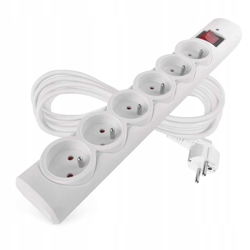 Přepěťová ochrana – 6 zásuvek, 5 m, bílá