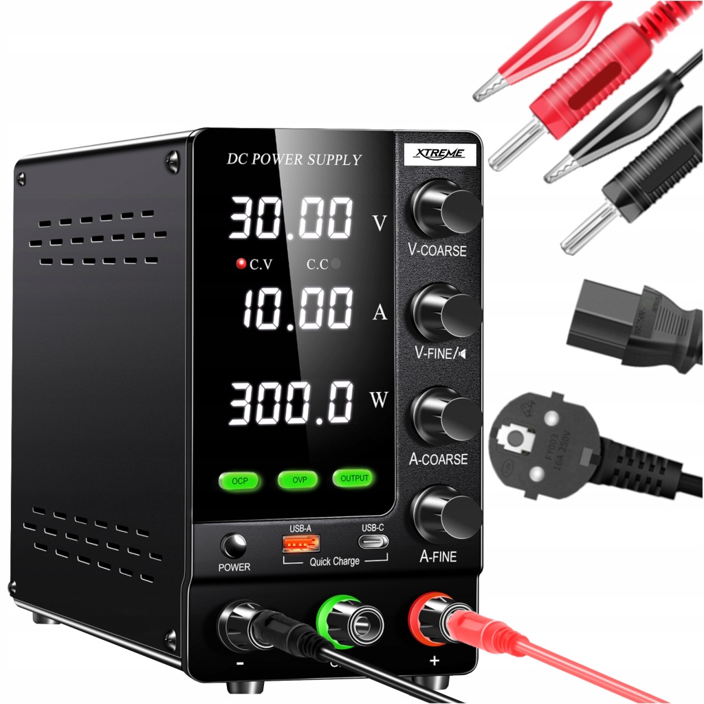 Laboratní Napájecí Zdroj 300W 30V 10A Usb typ A typ C Přesné Měření Výkonu