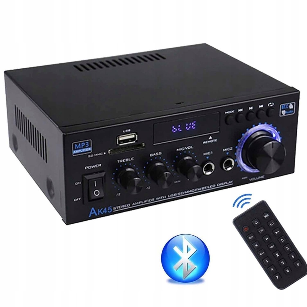 Zesilovač Pro Hifi Reproduktory Bluetooth Mini 220V AK45