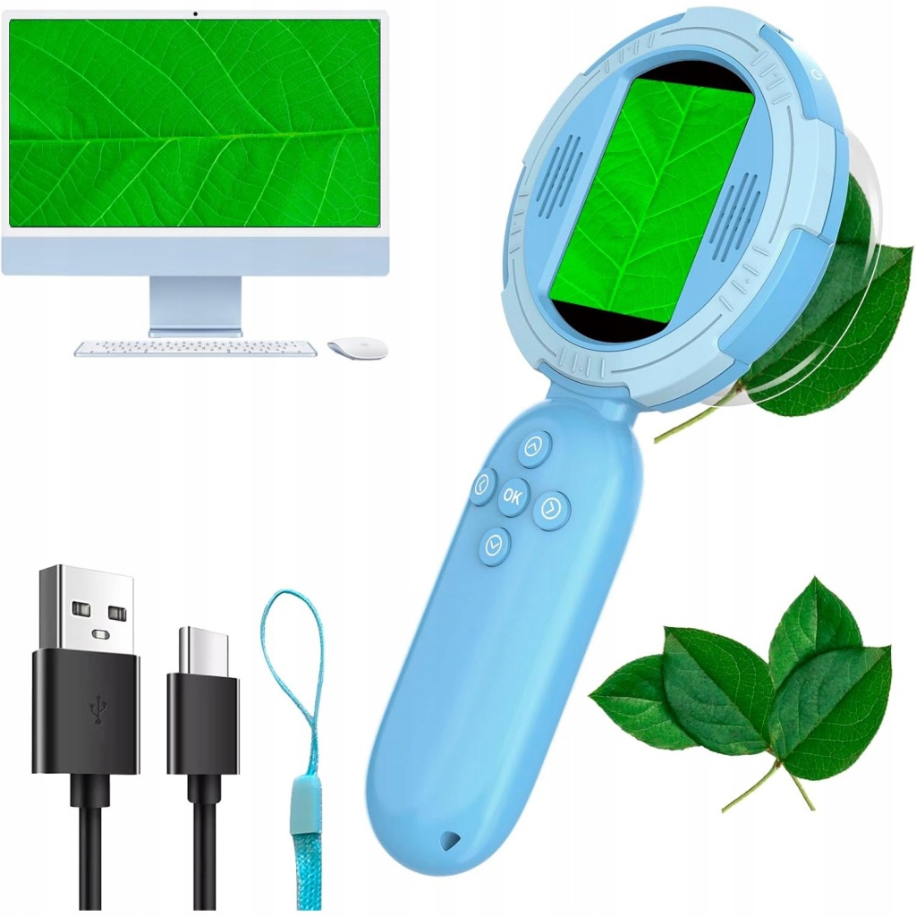 Mikroskop pro děti Digitální 200X s obrazovkou 2 palce 8 Led rekordérů