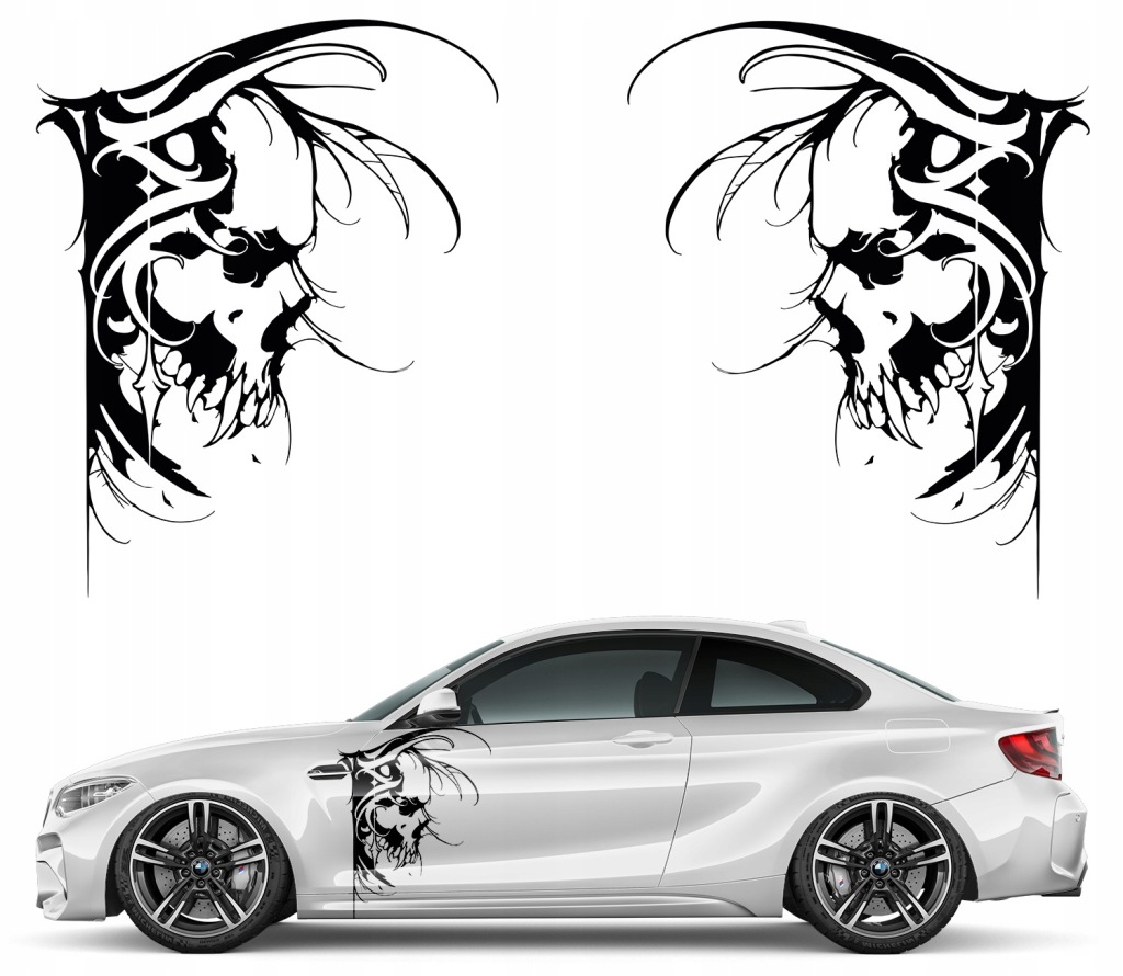 2x Nálepka Grafika na auto Motiv lebka Přízrak Démon 63x79