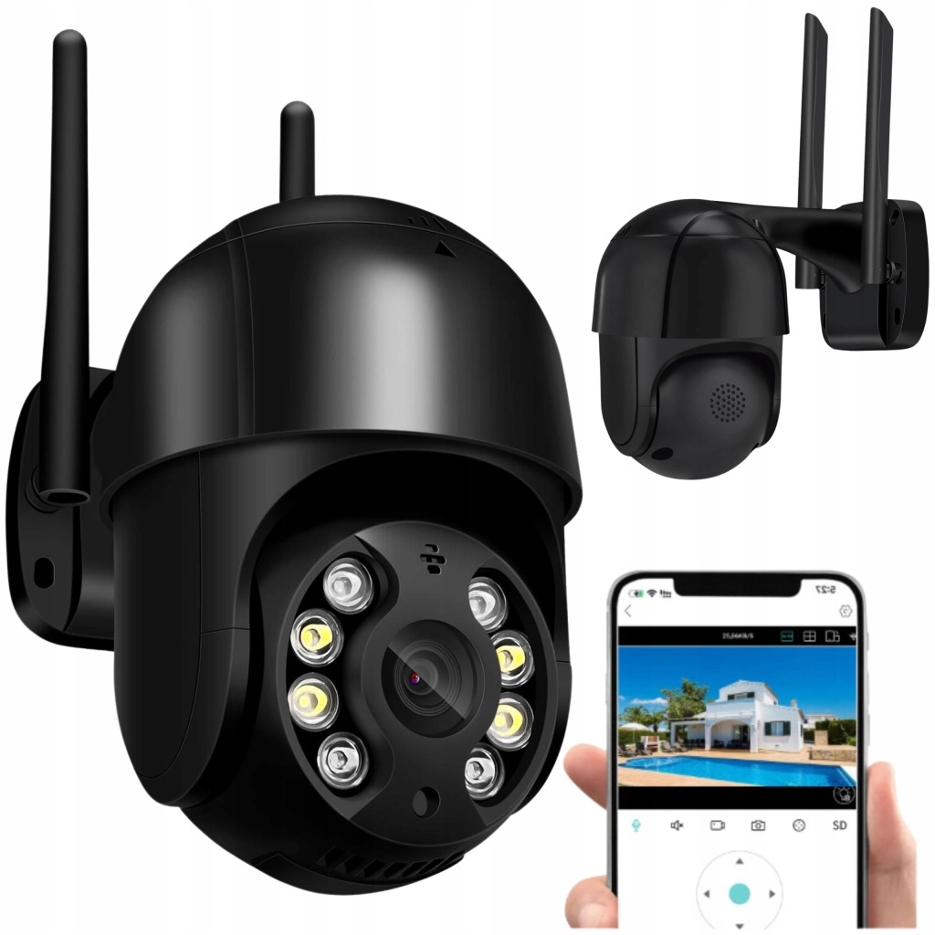 Venkovní Otočná Kamera Ip WiFi Zoom 2MP Černá